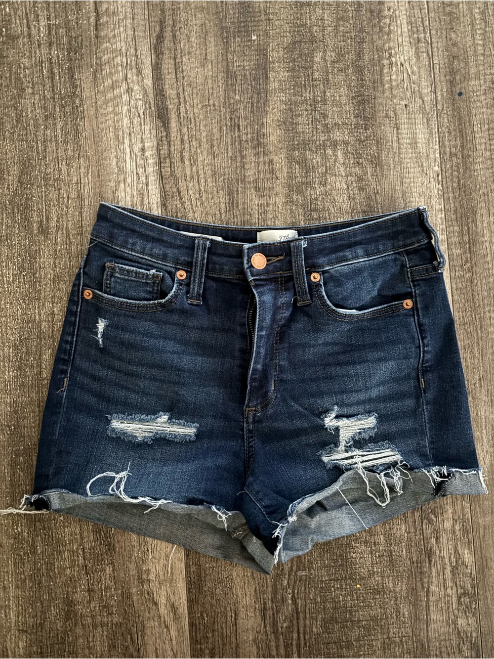 Universal Thread Dark Indigo Distressed High-Rise Denim Shorts